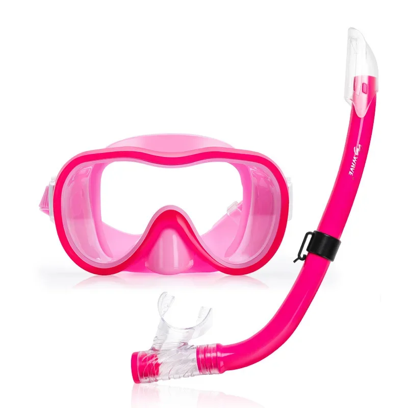 Children's Diving Goggles Snorkeling Two-piece Set Soft Biting Mouth Semi Dry Breathing Tube Student Large Frame Goggles