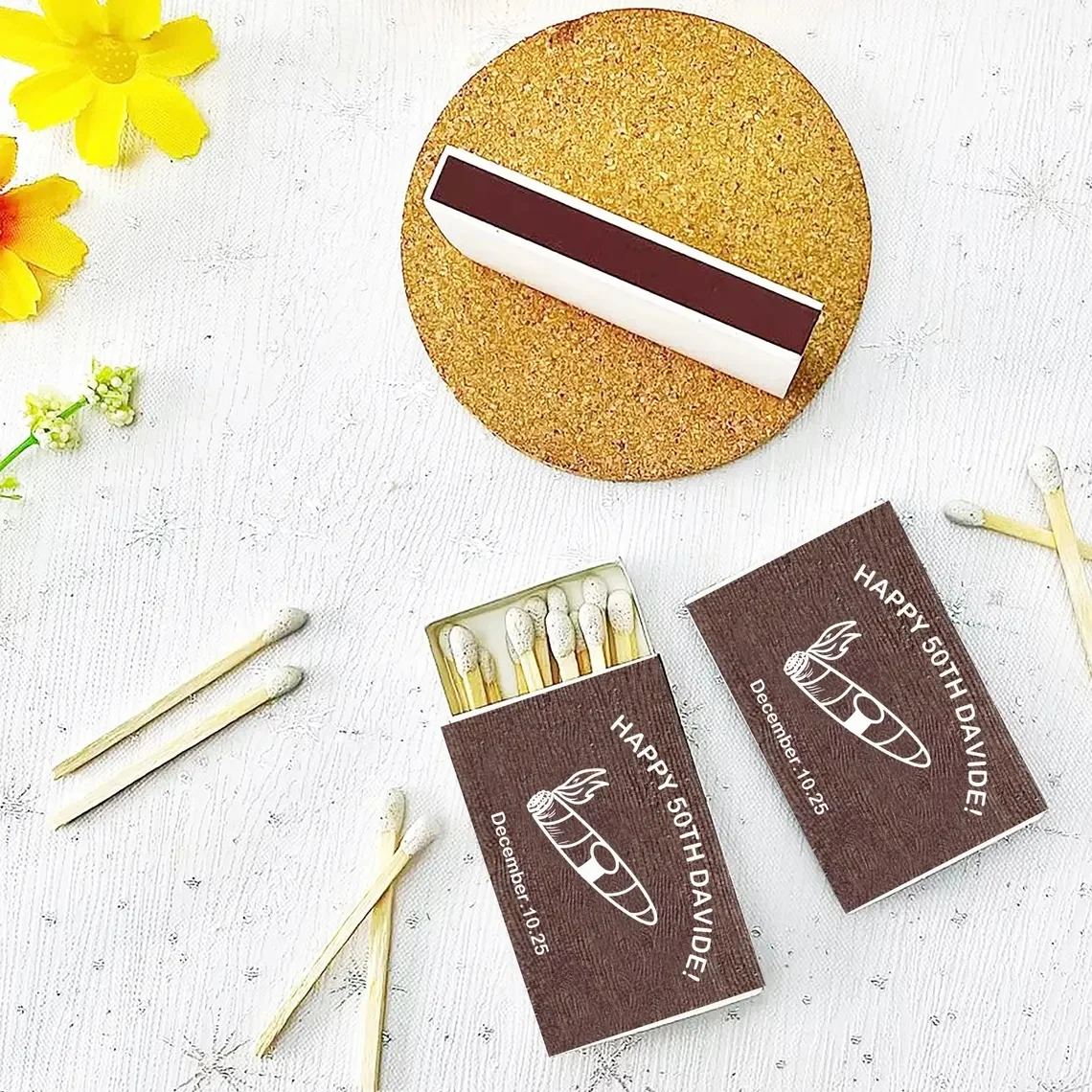 

Personalized Birthday Match Boxes, Custom Birthday Celebration Matchbox Favors, Cigar Party Match Boxes