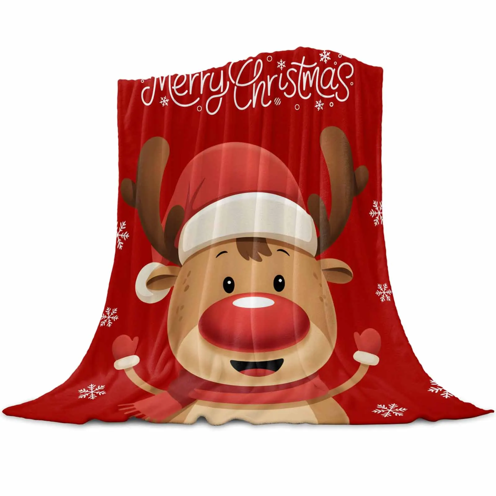 

Зимние одеяла в стиле ретро с красным лосем и снежинками для дивана-кровати, зимние мягкие плюшевые теплые семейные друзья, праздничные подарки