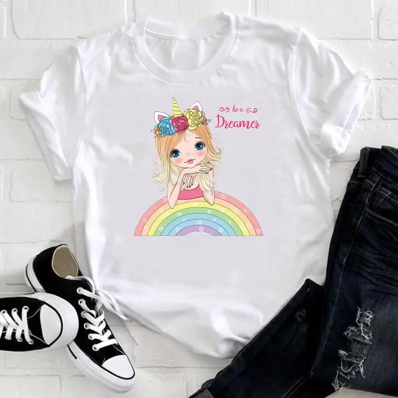 Cute Owl Cartoon Girl  Kids T-shirts Girls Summer Unicorn Clothes Baby T Shirts Children New Sleeve Clothing Graphic T-shirt Tee