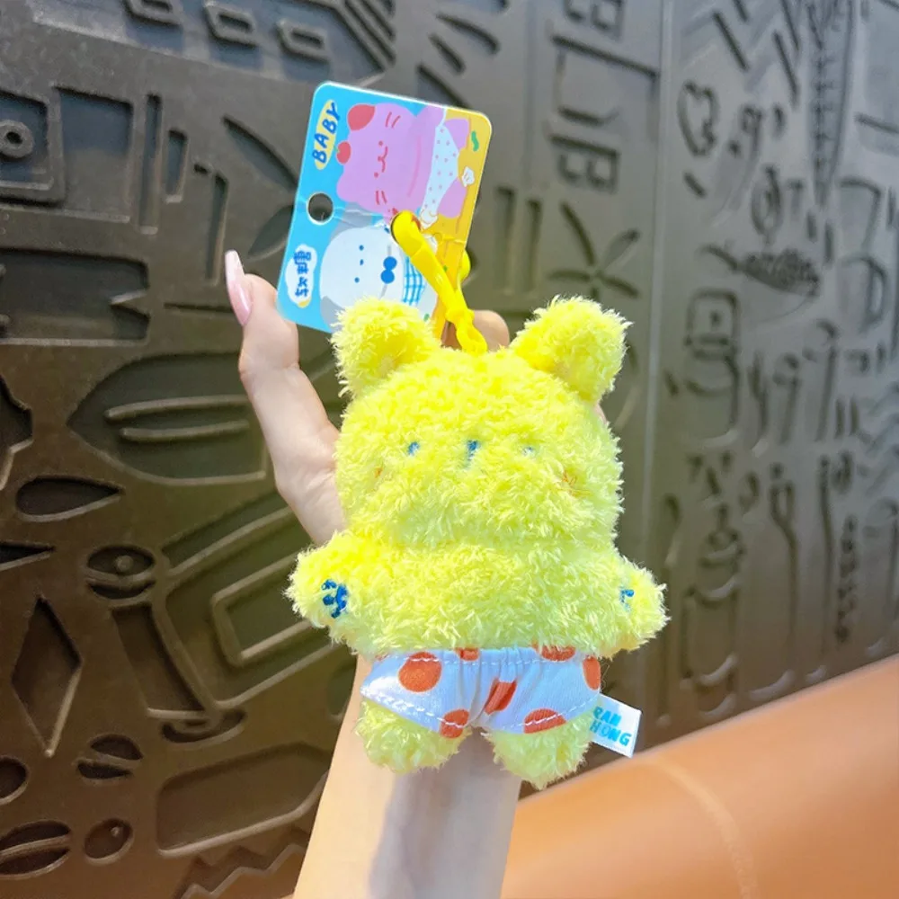 Hoge kwaliteit mini lelijke pop sleutelhanger PP ornamenten schooltas hanger roze/wit/geel/groen sleutelhanger creatief