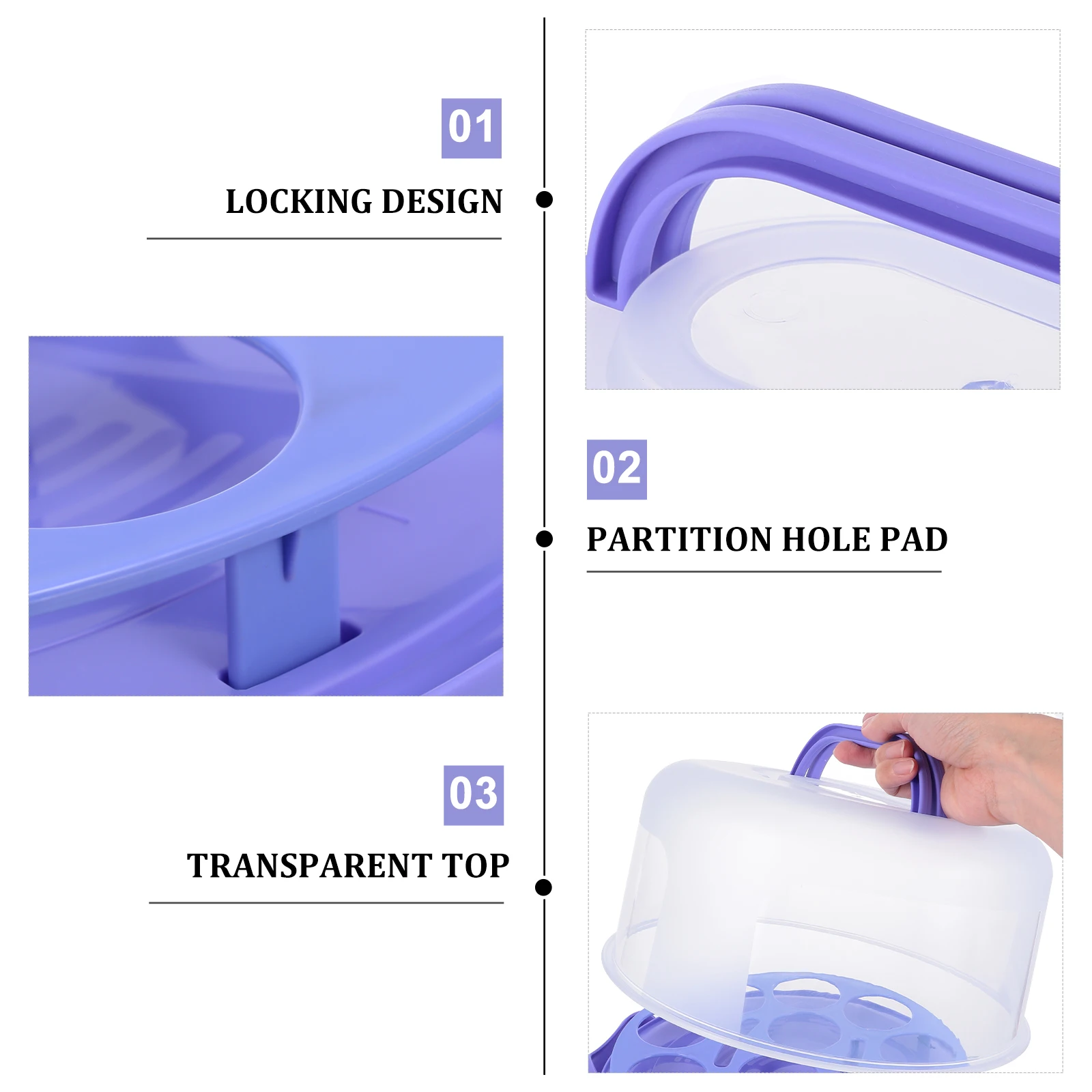 

Cake Box With Handle Reusable Plastic Transparent Locking Design Dessert Cupcake Storage Carrier Baking Food Box Portable Case