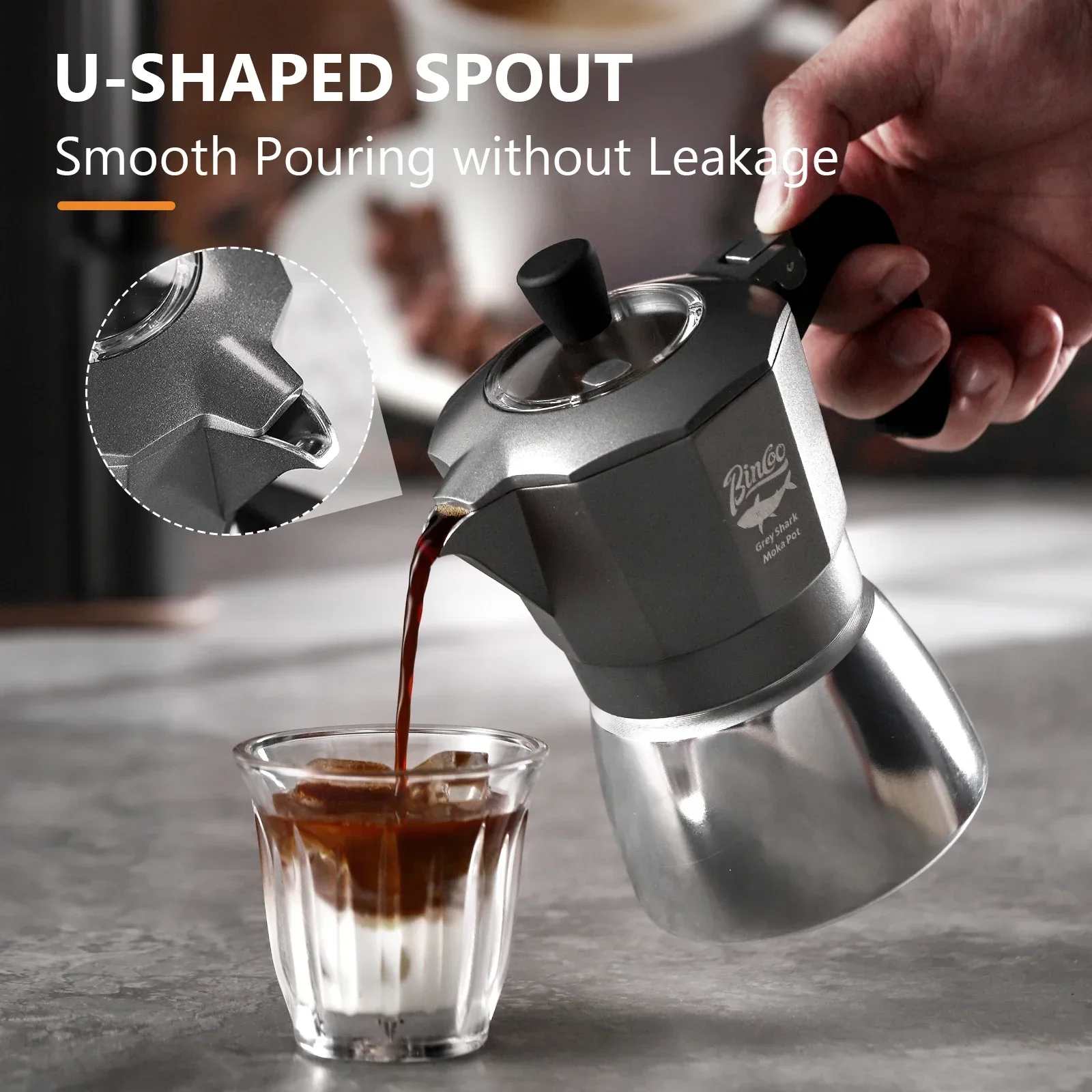 Bincoo 2 Cups Double Valve Moka Pot Aluminium Alloy Coffee Pot Cafe Machine Espresso Coffee Makers Camping Barista Tool