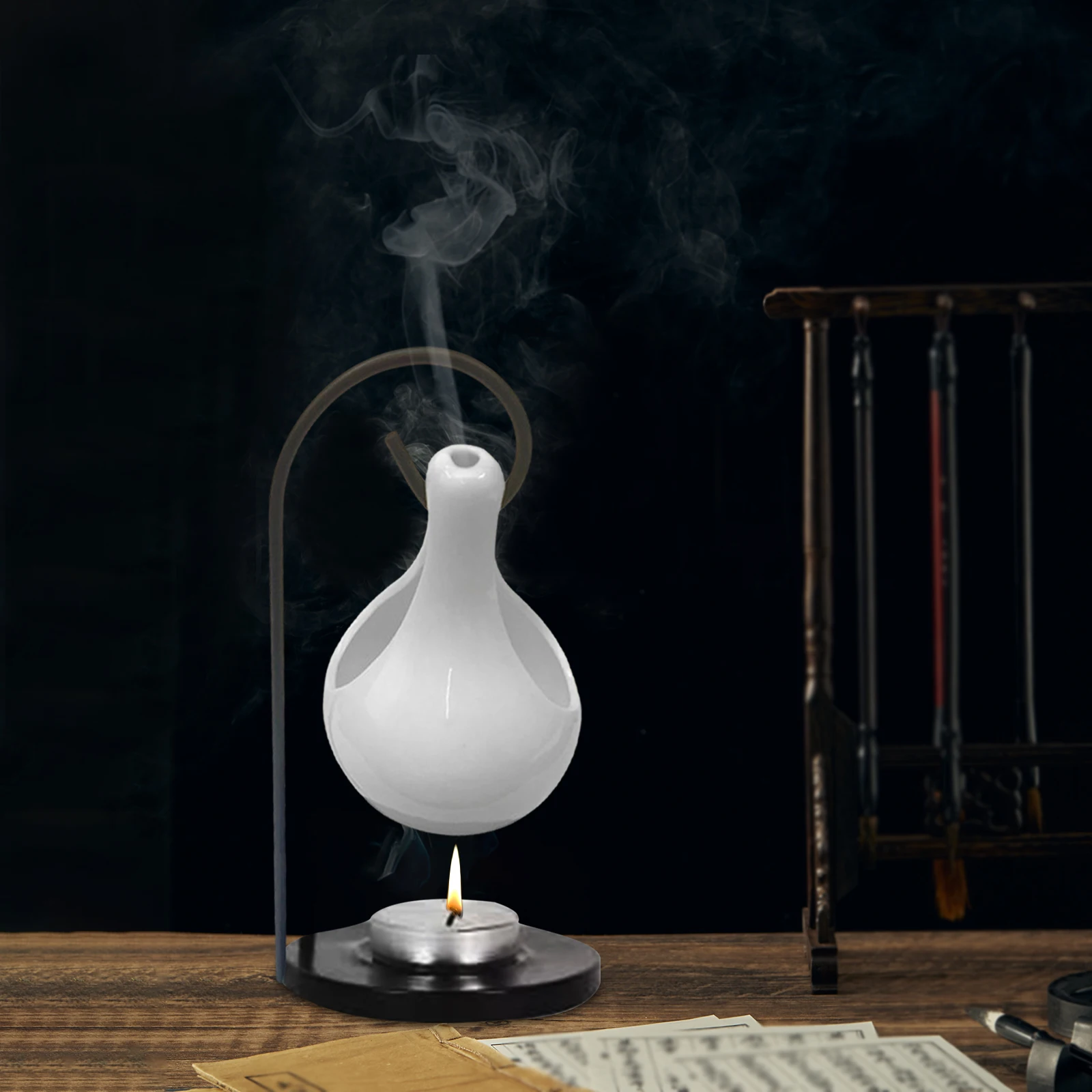 Ceramic Tealight Candles Hanging Holder Melt Furnace Warmer Gift Essential Oil Burner for Home Decoration Living Room Bedroom