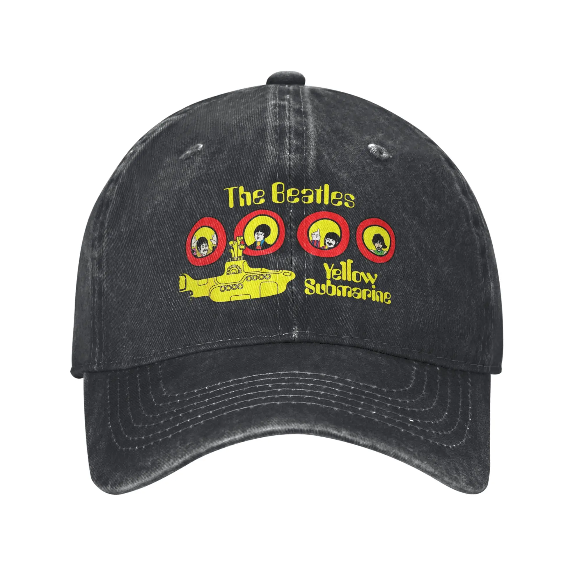 Boné de Beisebol B-Beatles Submarines para Homens e Mulheres, Boné de Denim Desgastado da Banda de Rock, Boné Vintage para Corrida ao Ar Livre, Ajustável com Fecho Snapback
