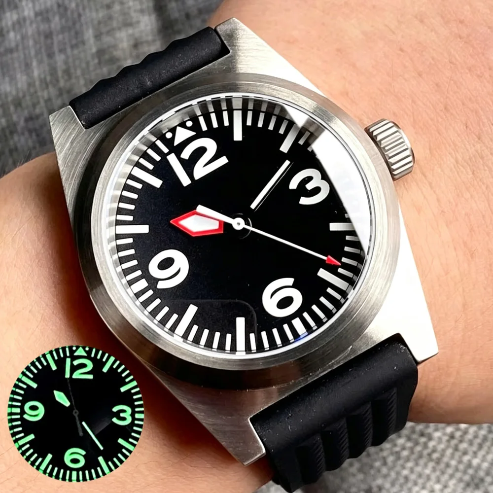 Tandorio Japan NH35A PT5000 Miyota 8215 Diving Watch Men 38mm Automatic Arched AR Sapphire Glass Green Luminous Dial Screw Crown