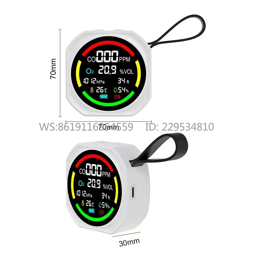 Carbon monoxide/oxygen/altitude and atmospheric pressure monitoring devices, portable multi-function safety devices