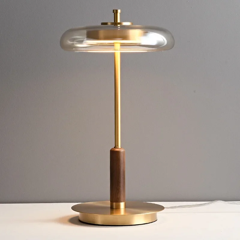 Imagem -05 - Vintage Mushroom Table Lamp Luxo Americano Vintage Gold Lustre Copper Glass Led Desk Lights para Sala de Estar e Quarto ao Lado da Lâmpada