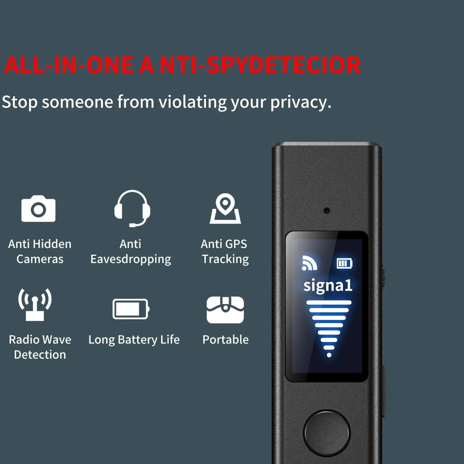Caméra Cachée avec Dispositif d'Écoute RF, Traqueur GPS de Voiture, Signa, Détecteur