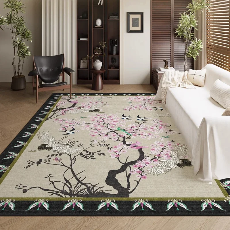 

Artistic Floral Carpet Flower Bird Luxury Decorative Rugs Living Room Large Size Carpets Cozy Non-slip Easy Care Bedroom Rug 양탄자