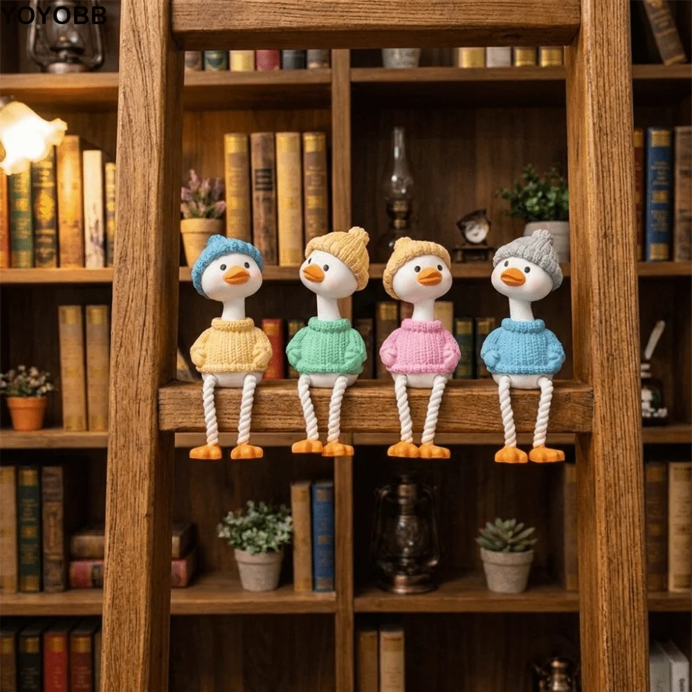 4PCS Realistic Mini Duck Ornament Cartoon PVC Computer Monitor Decoration Cute Micro Landscape Ornaments Bonsai