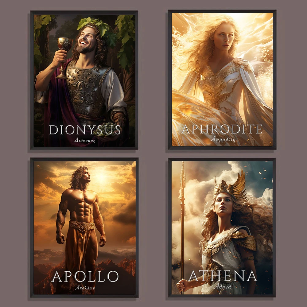 Greek Mythology Olympian Gods Poster Athena Aphrodite Apollo Dionysus Prints Canvas Painting Wall Art Pictures Home Room Decor