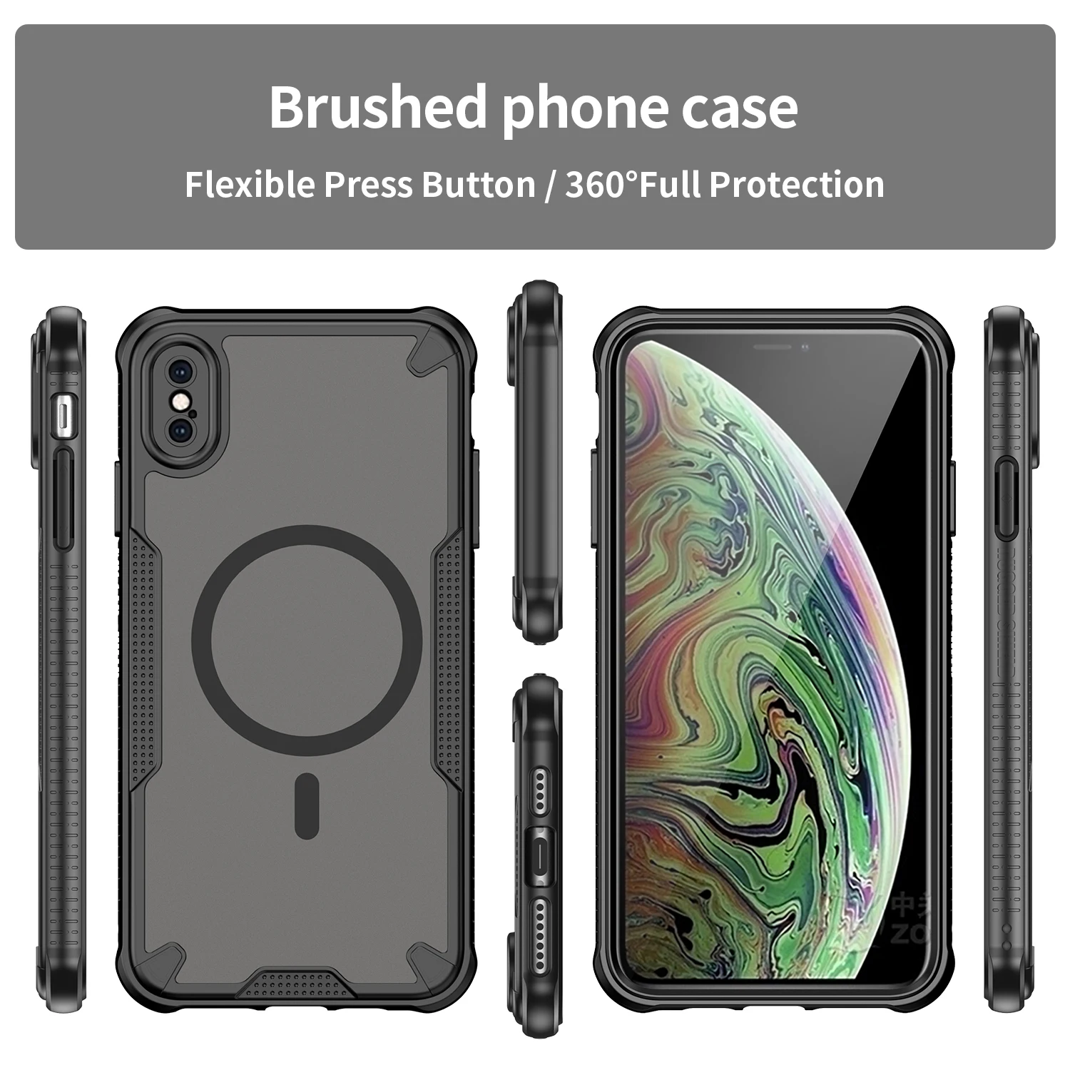 Magnetische, luxuriöse, matte, durchscheinende, stoßfeste Handyhülle für iPhone XsMax X XS XR für kabelloses Magsafe-Ladecover – Detail 9