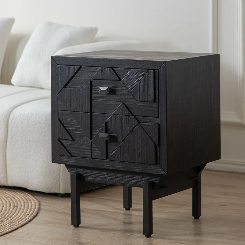 American Retro Bedroom Bedside Table Black Light Luxury Small Apartment Living Room Sofa Side Cabinet B & B Hotel Locker