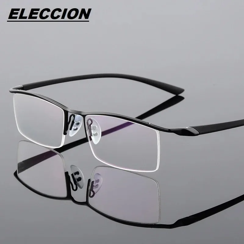 ELECCION High Quality Titanium Half Frame for Men's Glasses Myopia Eyeglasses on Optical Prescription Eyewear Frame