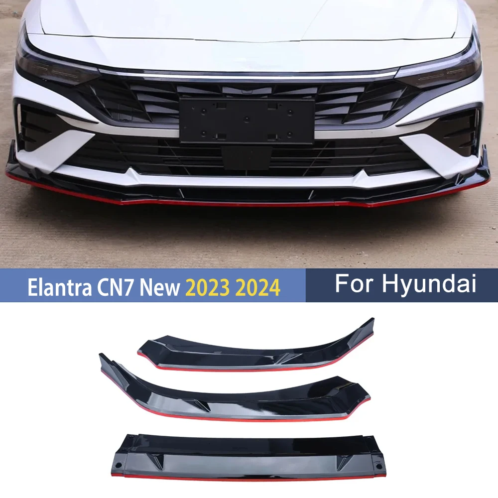 

For Hyundai Elantra CN7 New 2023 2024 Front Bumper Lip Splitter Spoiler Diffuserr Detachable Protector Cover Car Accessories