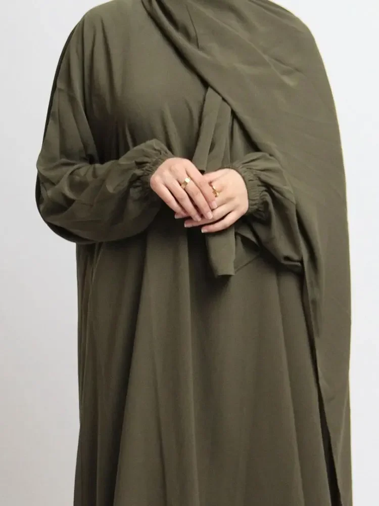 

Hooded Abaya Jilbab for Women Nida Ramadan Muslim Hijab Long Dress One Piece Prayer Outfit Islamic Dubai Turkish Modest Abayas