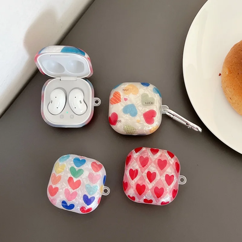 case for Samsung Galaxy Buds Pro buds2 Buds Live Love Flower Shell Pattern Shockproof smile Buds2 Pro Protective Cover for Buds2