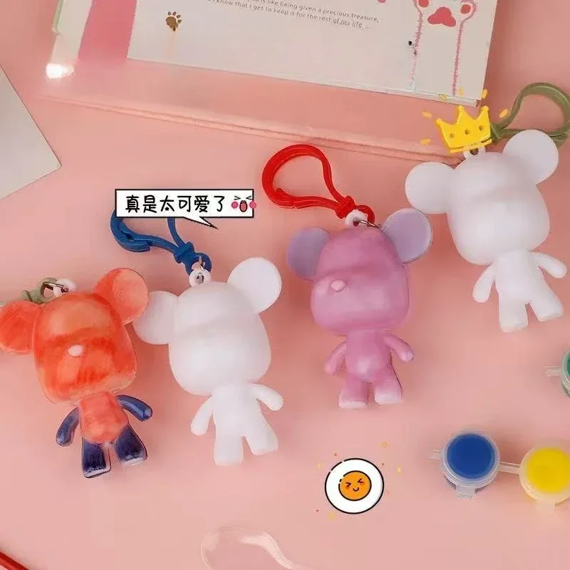 24Pcs Astronaut 100% Bear Handmade Set Fluid  Bear White Blank Mold Vinly Toys for Kid DIY Painted Medicom Toys Sculptures Gifts