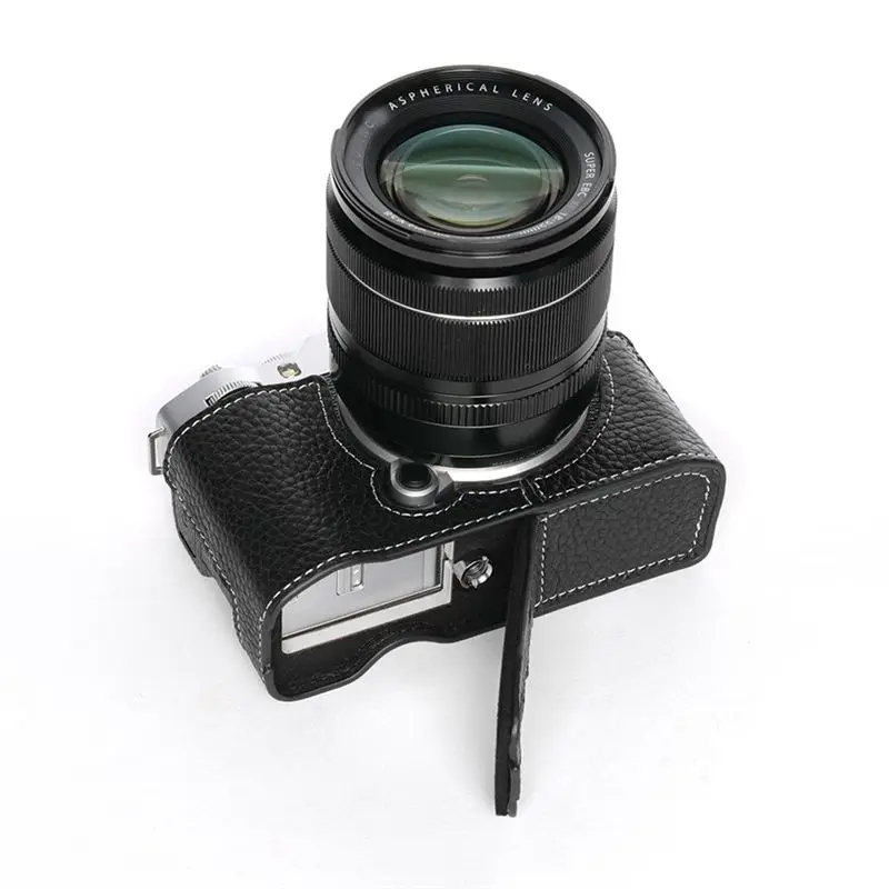 AEE7-Camera Protective Case For Fujifilm XM5 Retro PU Cover Half Base Mount For Fuji X-M5 Accessories
