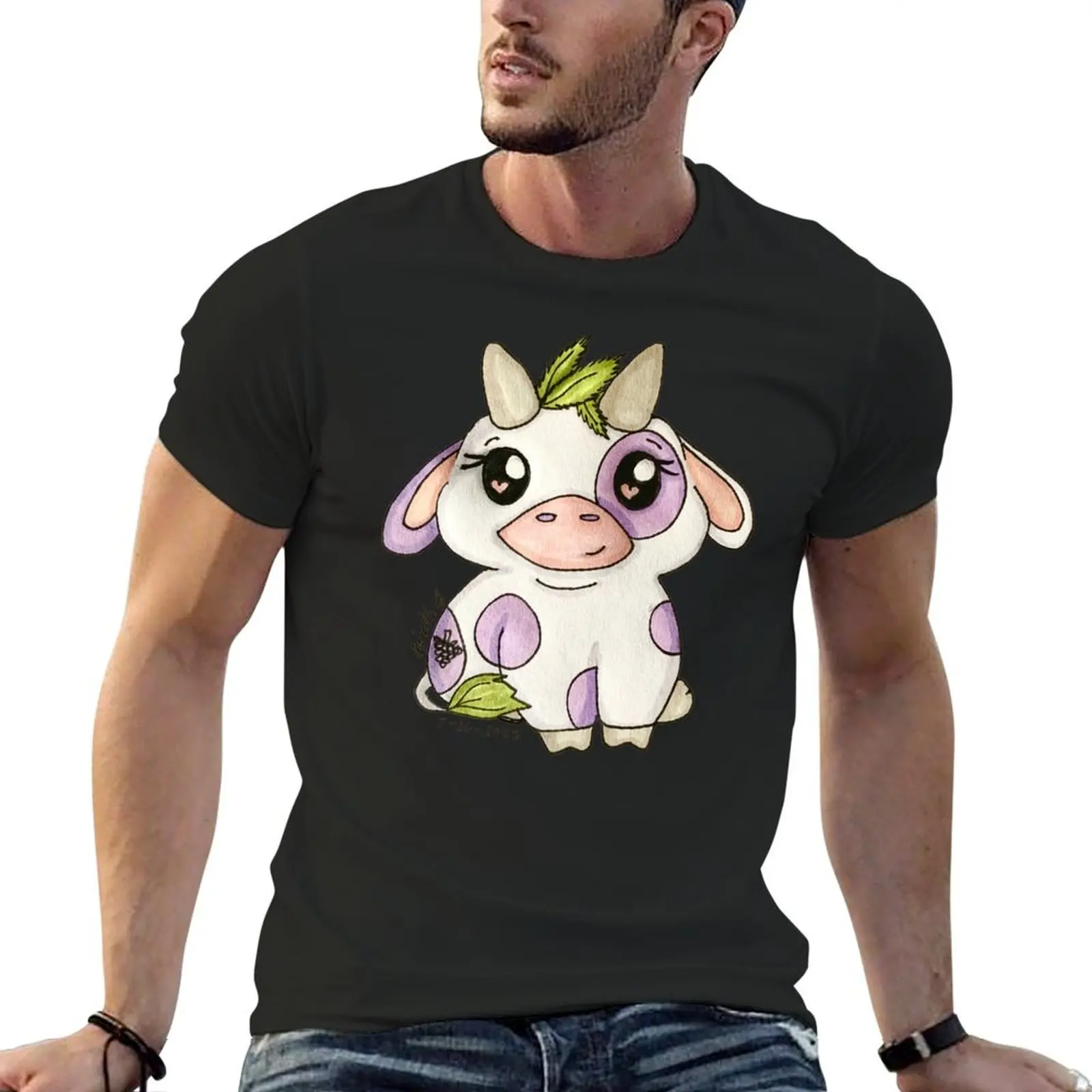 Grape Bovine T-Shirt anime stuff Blouse customs design your own customs Men's clothing