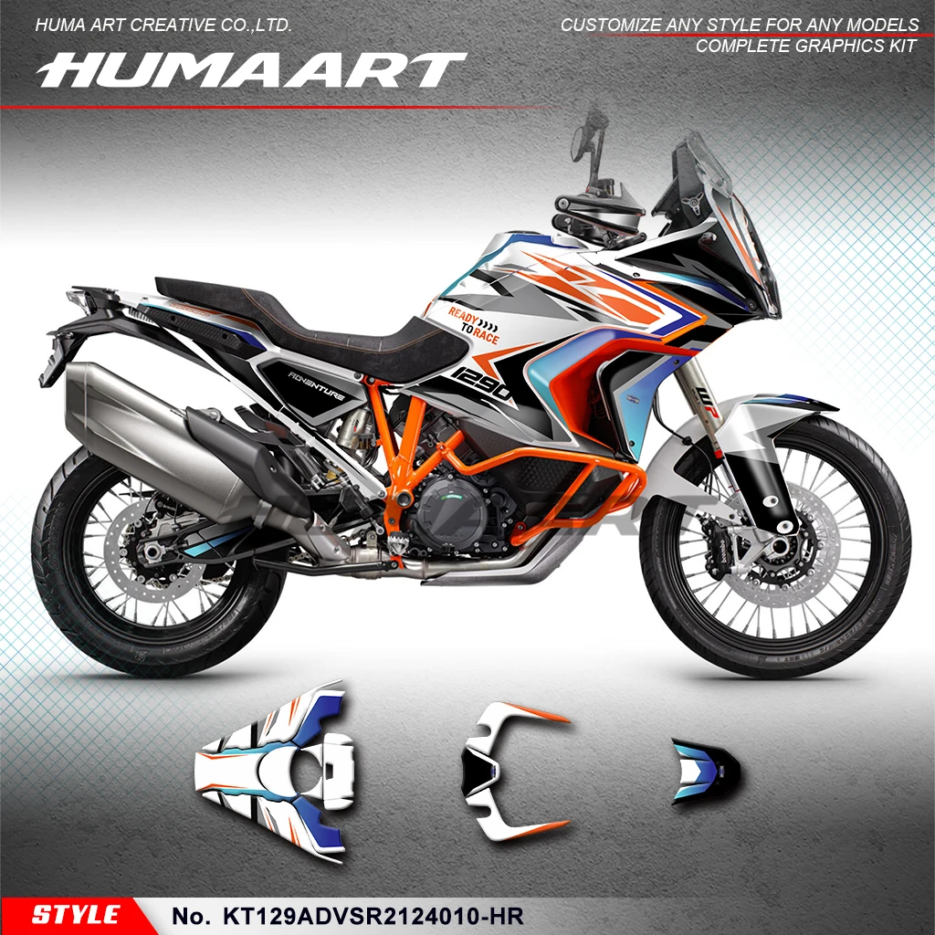 

HUMAART Custom Sticker Kit Adhesive Decal for KTM 1290 Super Adventure S / Super ADV R 2021 2022 2023 2024, KT129ADVSR2124010-HR