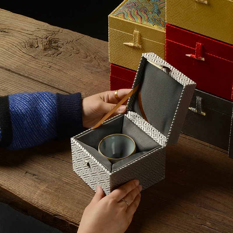 The Great Wall Brocade Box Multicolor, Simple Bone Fastener, Teapot Crafts Display, Packaging Gift Box, Candy Box