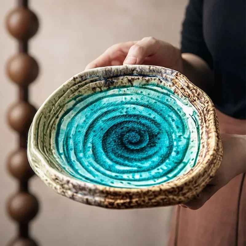7-Inch ice crack shaped salad plate retro ceramic plate hotel plate