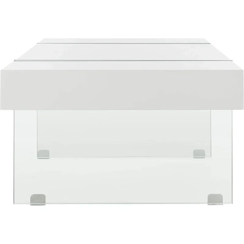 Mesa de centro Home Jacob branca e com perna de vidro - 23,6"P x 43,3"L x 15,7"H