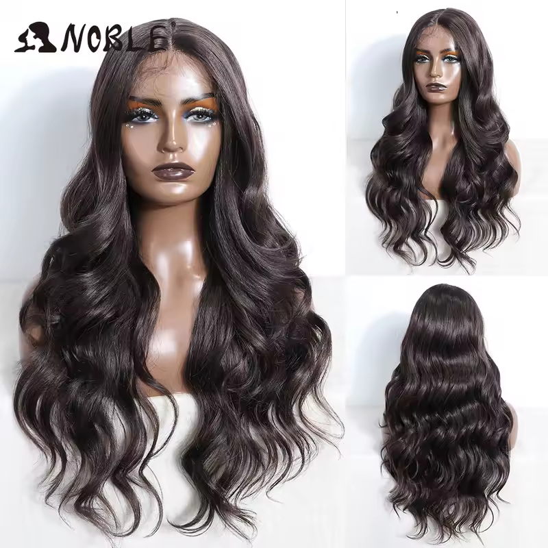 Noble 13x4 Lace Front Wig Synthetic 28 inch Long wavy ombre blonde Wigs For Women Ombre Lace Front Wig Synthetic Lace Front Wig - Image 8