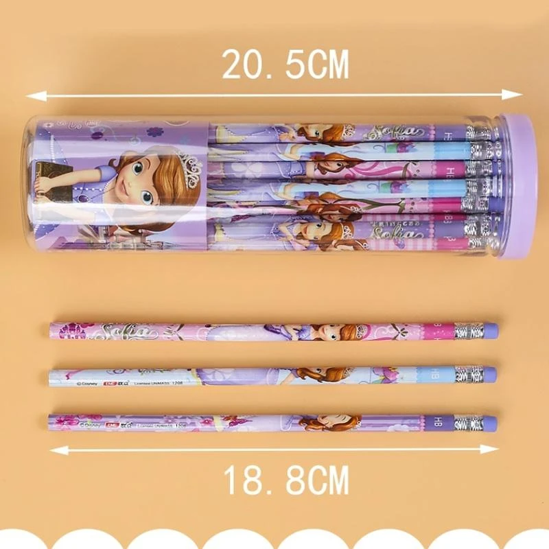 Disneyhb Anime Pencil Primary School Students Writing Pen Aisha Mickey Barrel With Eraser Headchildren Cartoon Write Supplies