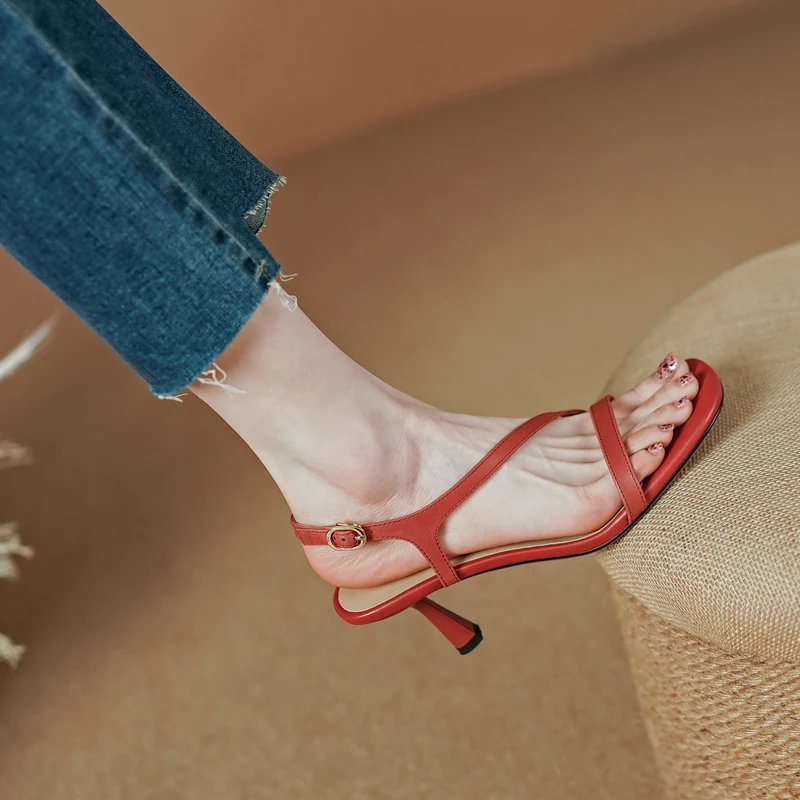 FEDONAS Thin High Heels Women Sandals 2024 Summer Elegant Fashion Genuine Leather Slingback Pumps Office Lady Party Shoes Woman