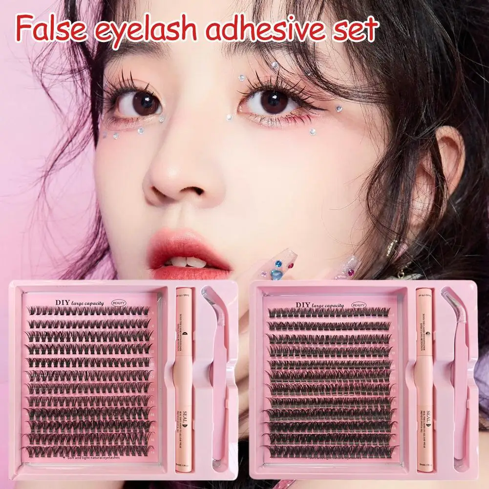 Diy kit de cílios postiços naturais fofos finos cílios individuais lash bond e selo e removedor cílios extensão