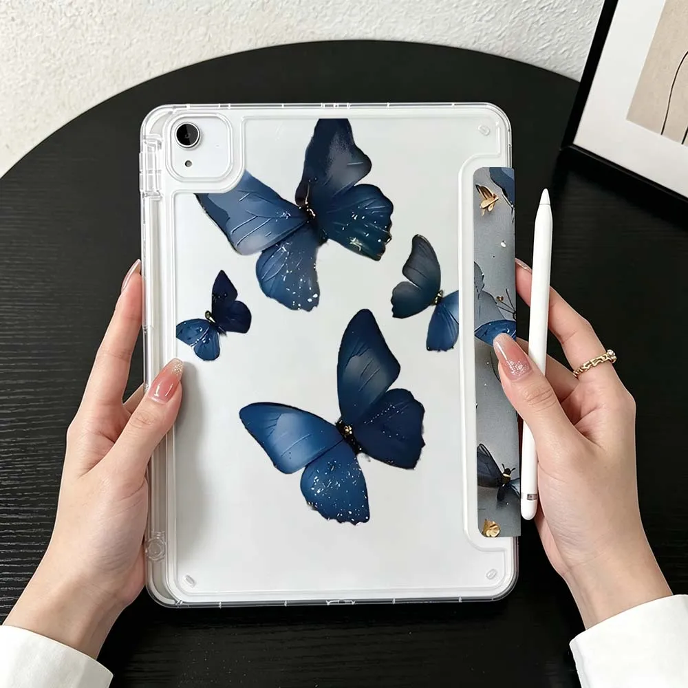 Enchanted  Forest Butterflie For iPad Mini Pro Air 5 6 7 8 9 11th 11 9.7 10.9 13 inch Transparent Y-Shaped Folding Tablet Case