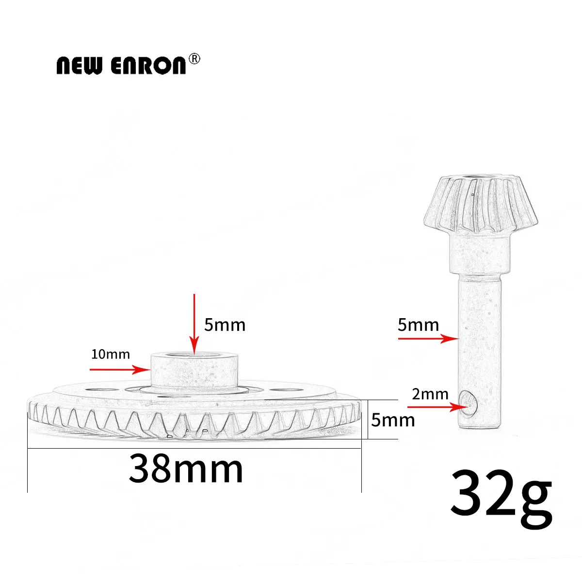 NEW ENRON Steel 43T&13T Heavy Duty Bevel Helical Pinion Gear Set AX30392 For All RC 1/10 Axial Racing Trucks SCX10 Yeti Wraith