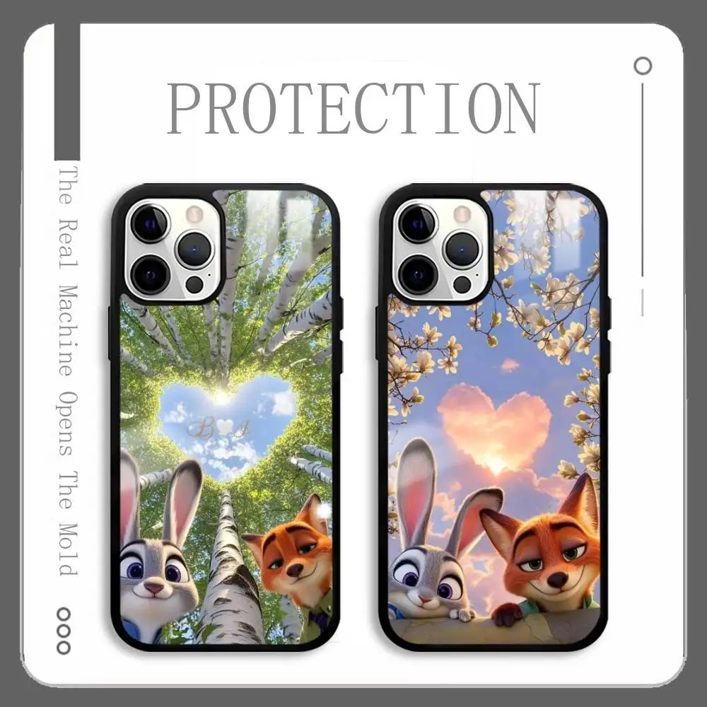 

Trend Zootopia 2 Couple Anime Phone Case For IPhone 16 15 14 13 12 11 Pro Max Plus Mini Plus Hard Mirror Surface Protect Funda