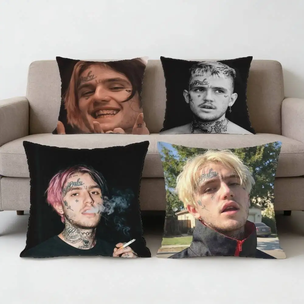 

Rapper L-Lil Peep Hellboy Pillow Case Anti-dustmite Pillowcase Invisible zipper silky short plush Sofa cushion cover