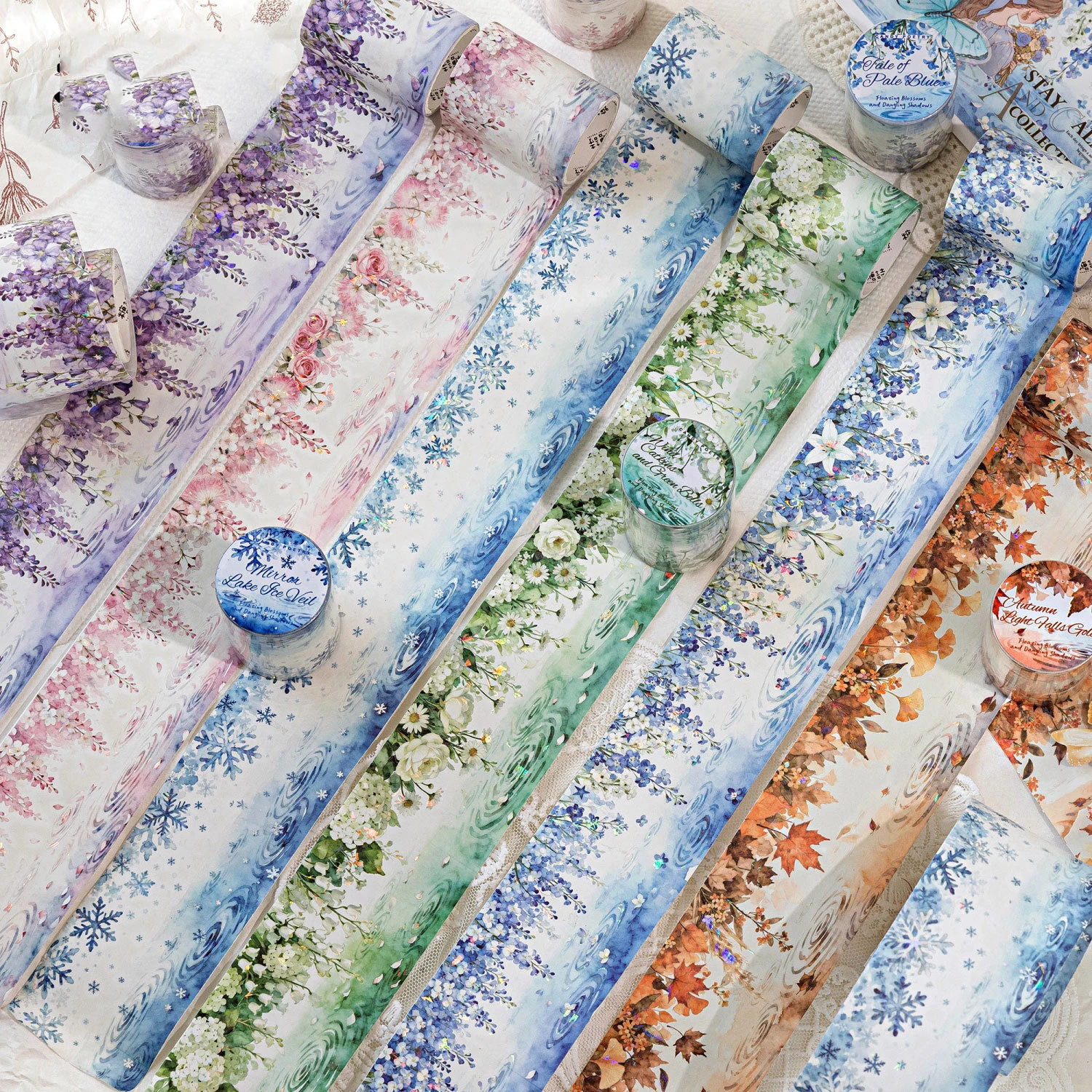 Floating Blossom's Reflection Series Vintage Flower Landscape Washi Tape Creative DIY Journal Material Collage Stationery