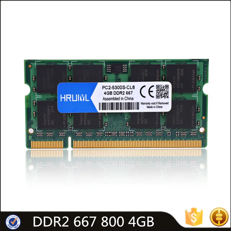 

HRUIYL DDR2 Memory 4GB PC2-5300S PC2-6400S SO-DIMM DDR 2 4G 667MHZ 800MHZ for Laptop Notebook ram