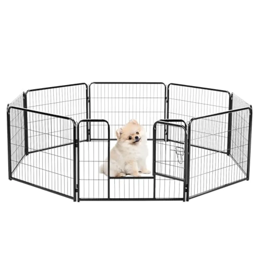 

Dog Playpen Outdoor Indoor 24 Inch 8 Panels Dog Fence for Small Dogs Puppy Perfect Dog Pen for Camping Yard RV Garden Fence Bla