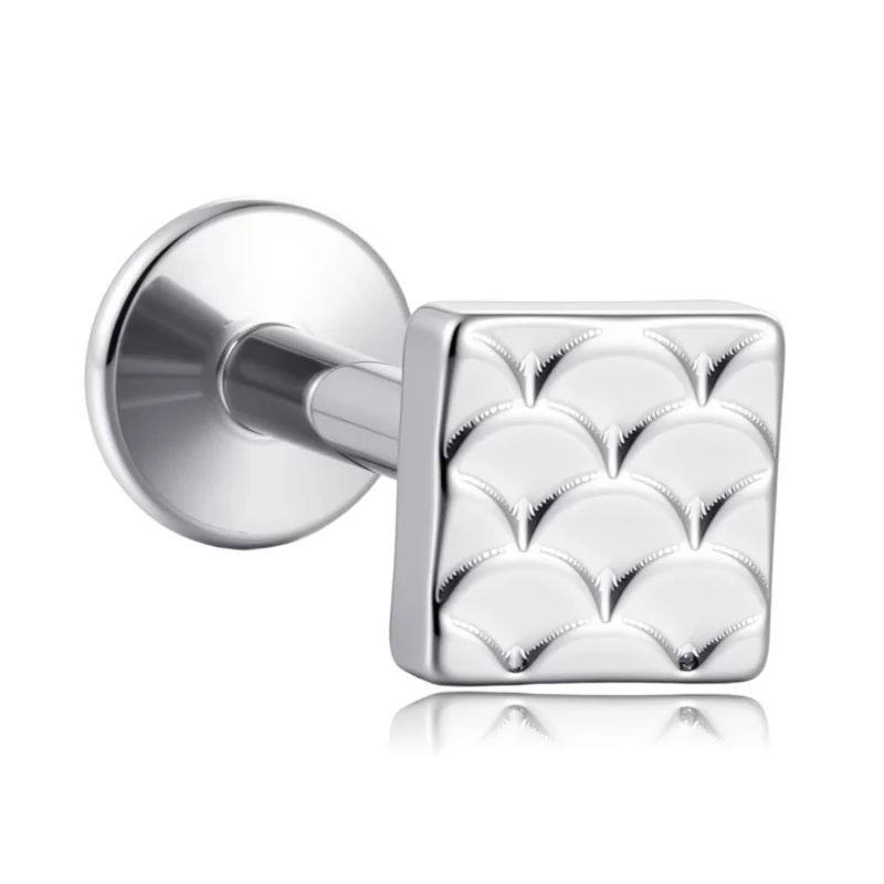 2 قطعة G23 التيتانيوم الأنف وأقراط شقة الظهر صغيرة صغيرة الأنف اللولب الغضروف الزنمة محارة مربع Labret هيئة ثقب المجوهرات #3