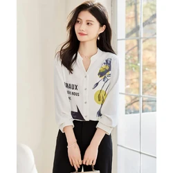 Fashionable Long Sleeved Shirt for Women in Spring and Autumn Elegant and Ladylike Temperament Loose and Slimming Shirt