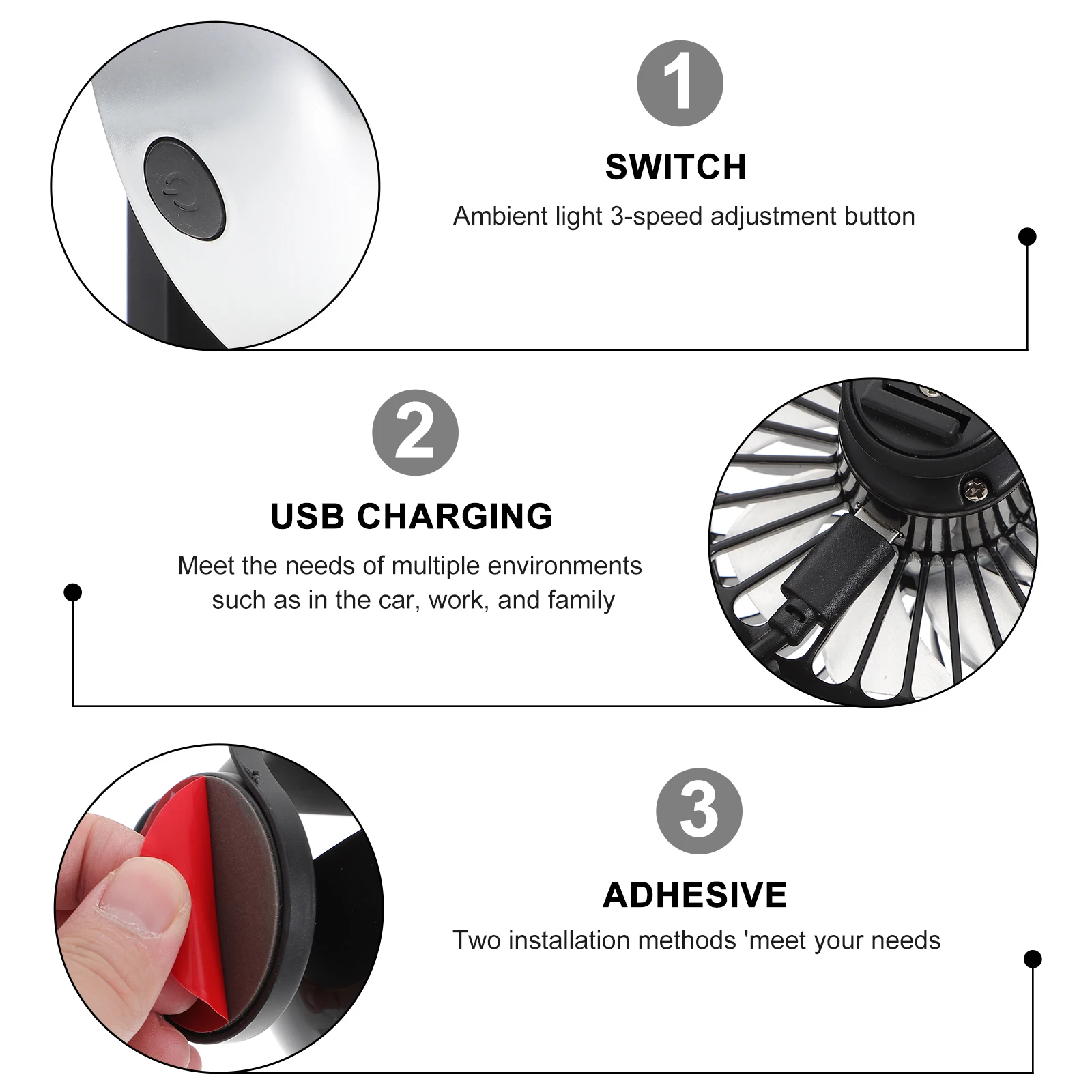 

Fan USB Car Air Conditioner Electric Cooling Vehicle Silent Fan for Car Power Bank PC Laptop Home Office