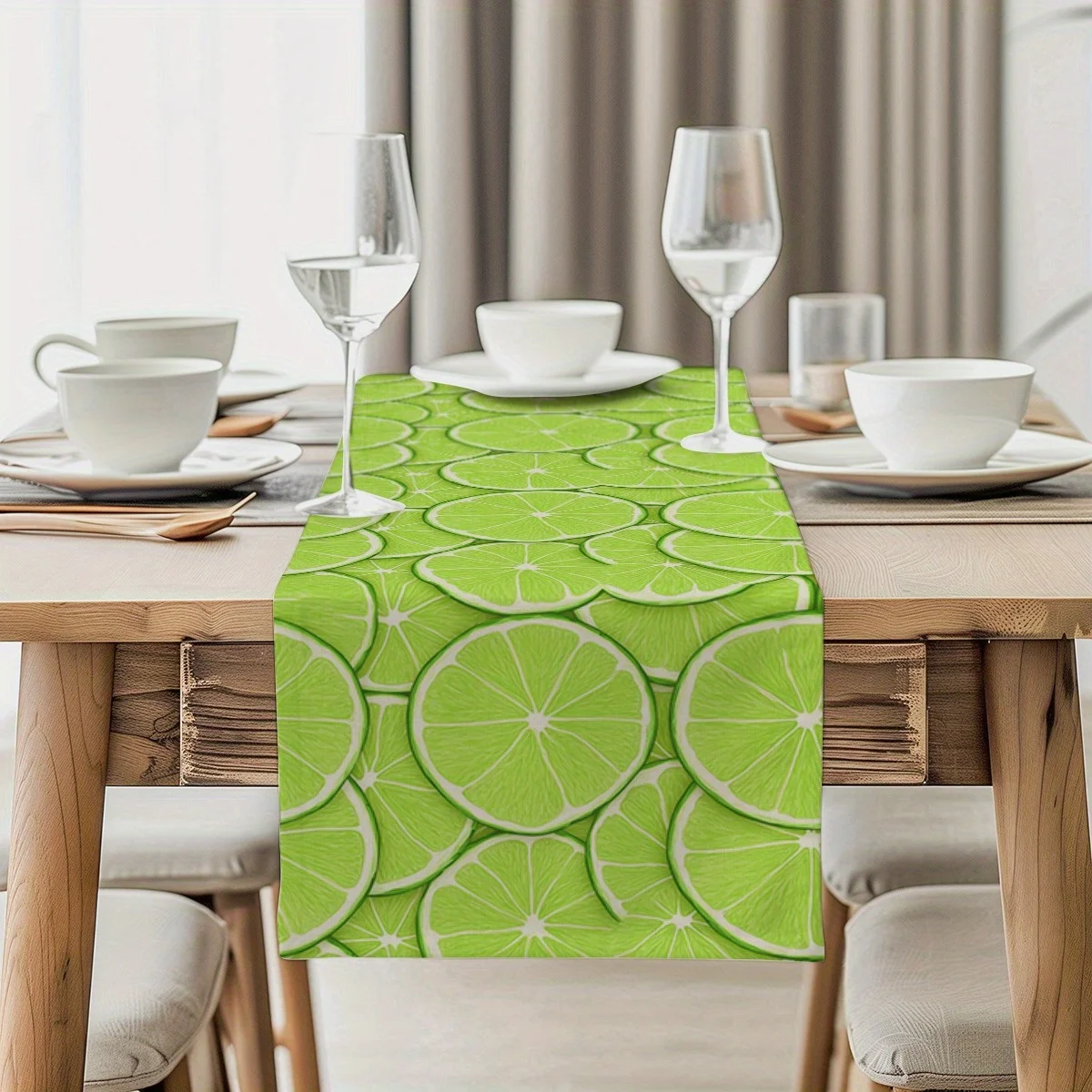 1 Piece of Lemon Slice Table Runner in a Fresh Summer Style, Suitable for Farmhouse, Indoor, Kitchen, Celebrations, Table Decoration, Restaurant, and Banquet Decoration Supplies