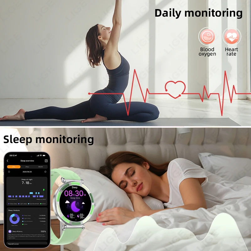 LIGE mode montre intelligente femmes sang oxygène surveillance de la fréquence cardiaque Sport Fitness Tracker Bluetooth appel 2025 nouvelle montre intelligente femmes