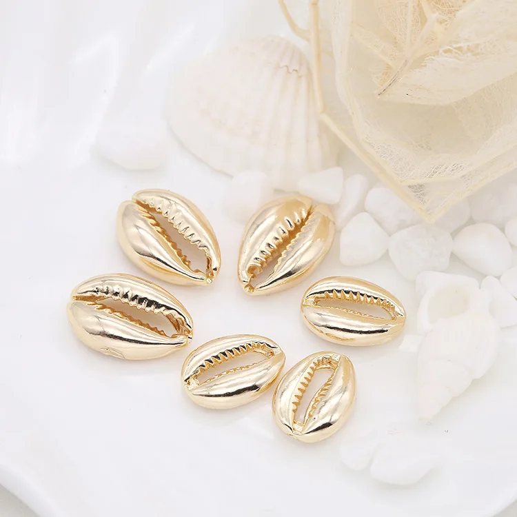 4PCS 14*10MM / 17.3*11.6MM 14K Gold Color Plated Brass Conch Seashells Charms Pendants High Quality Diy Jewelry Accessories