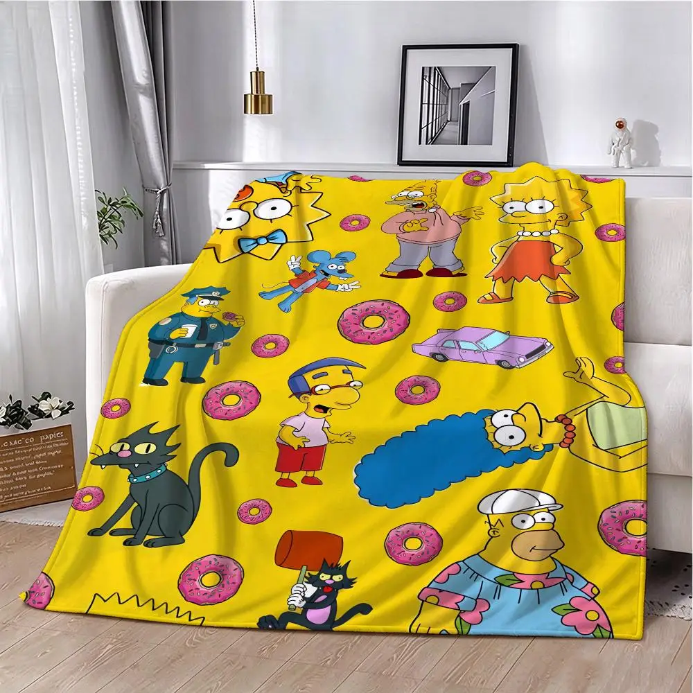 The S-Simpsons Throw Flannel Blanket Soft Comfortable Home Travel Blanket Birthday Gift Idea For Anime Fans