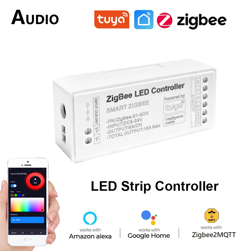 Zigbee 3.0 LED Controller 12V 24V Single Color Dual White RGB RGBW RGBCCT LED Strip Smart Controller For Tuya Alexa Google Home