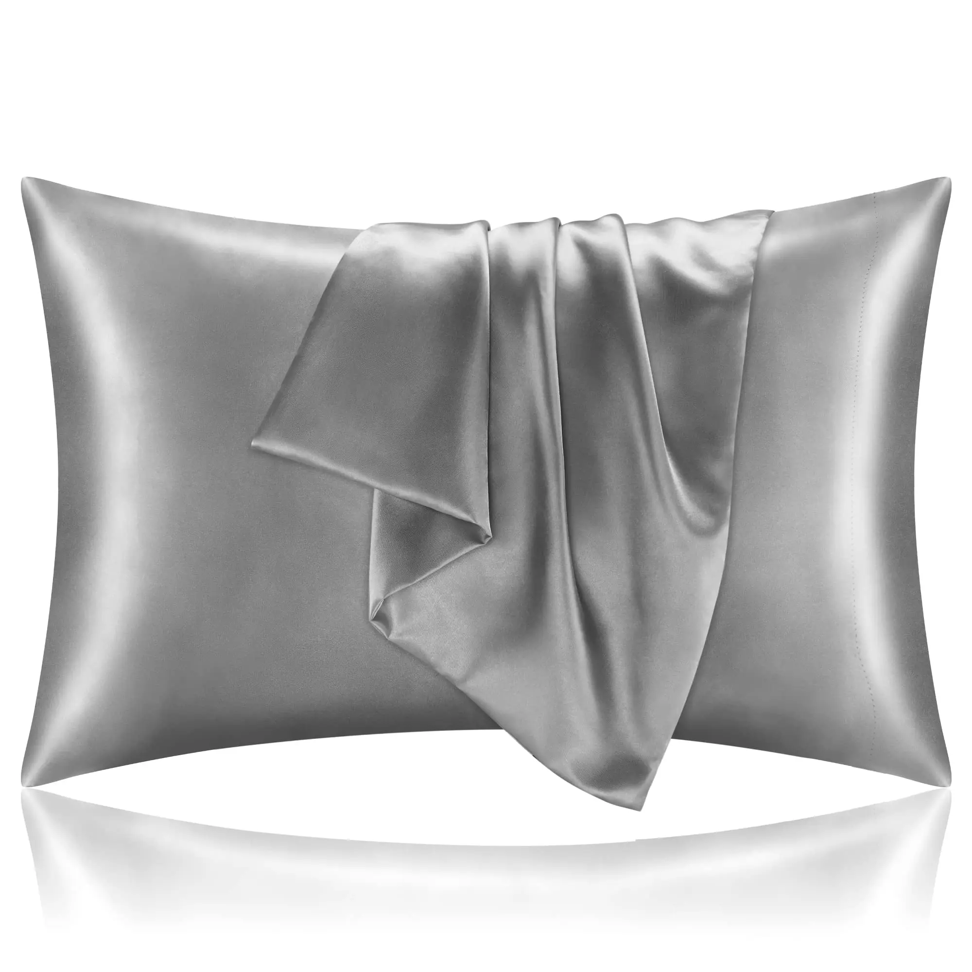 2PCS Emulation Pillowcase Decorative Soft Satin Pillow Covers Envelope Closure Hair Skin Solid Color Comfortable Bedding