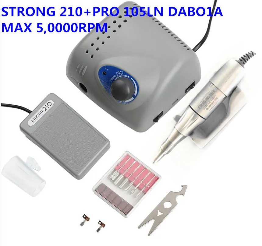 

50000RPM Authent 65W Electric Nail Drill Machine Strong 210 PRO 105LN DABO1A Model Manicure Pedicure Nail File Bit